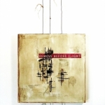 Remove Before Flight #2, 2012, Mixed Media, Acrylic, Tar, Fiber Paper, Wire, String on Panel, 45 x 16 x 3.5 inches (114.3 x 40.64 x 3.5 cm)