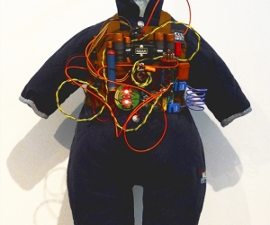 Blue Boy, Infant Suicide Bomber Vest Model #2010-2011TG • Mixed Media, R.A.M.S.E.S. Recycled-Assembled-Miscellaneous-Surplus-Engineered-Scrap, 24 X 18 x 12 inches (60.96 x 45.72 x 30.48 cm)