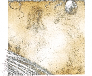 Snyders Re-Dux #27, 2012, Graphite and Colored Pencil on Digitally Manipulated Archival Print, 3 x 3 inch (7.62 x 7.62 cm) Plus Extended Drawing