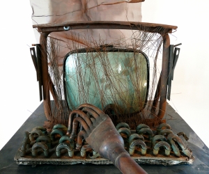 Terminal (Detail), 1992, Mixed Media with TV Screen - R.A.M.S.E.S Recycled-Assembled-Metal-Surplus-Engineered-Scrap 83 x 28 x 43 inches (210.82 x 71.12 x 109.22 cm)